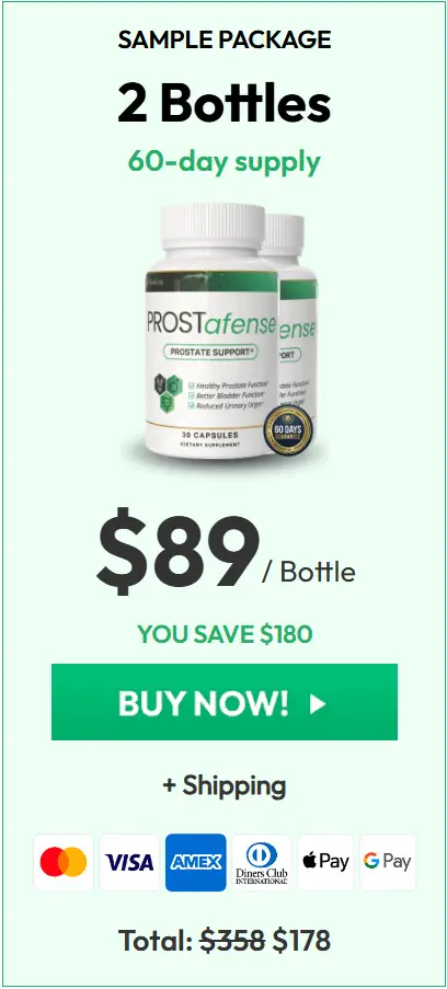 Buy ProstAfense 2 Bottles — Sample Package 60-day supply $89