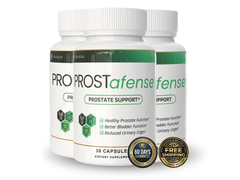 Three bottles of ProstAfense prostate supplement